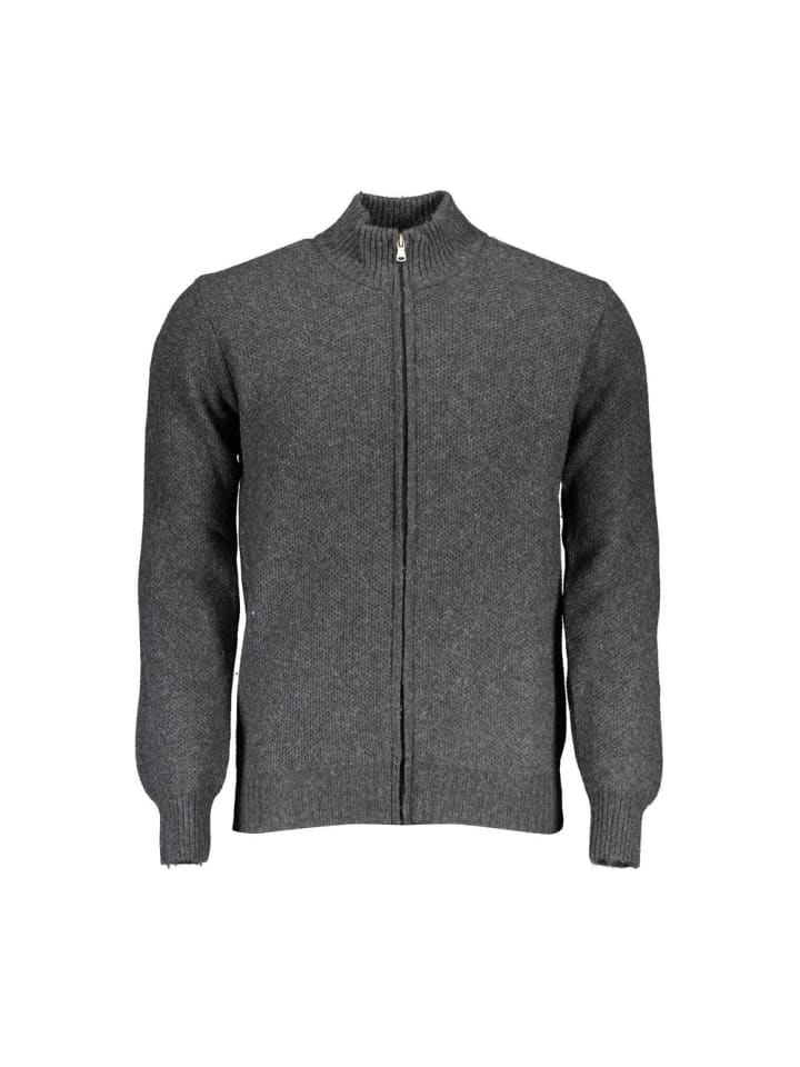 Grau Wolle Herren Strickjacke