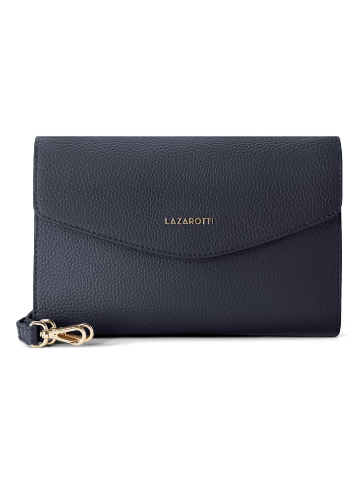 Bologna Leather Clutch Umhängetasche Leder 23 cm navy