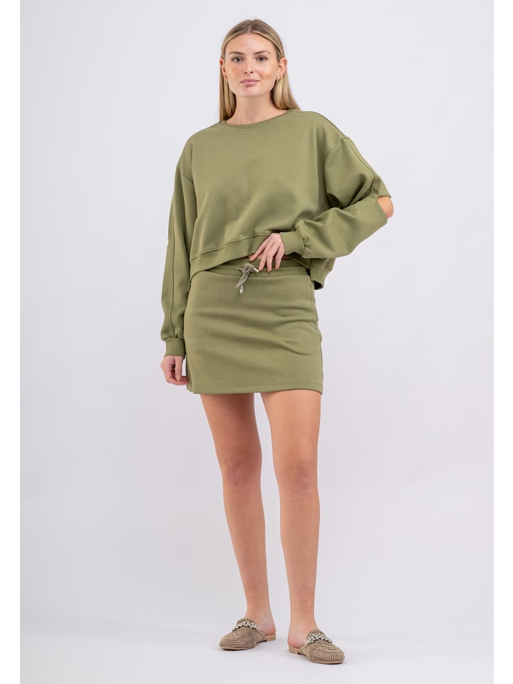 Freizeitanzug Women Sweatshirt And Skirt Set in khaki