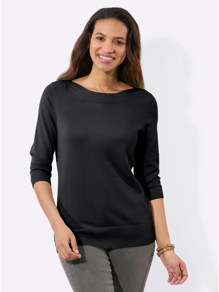 3/4-Arm-Pullover in schwarz
