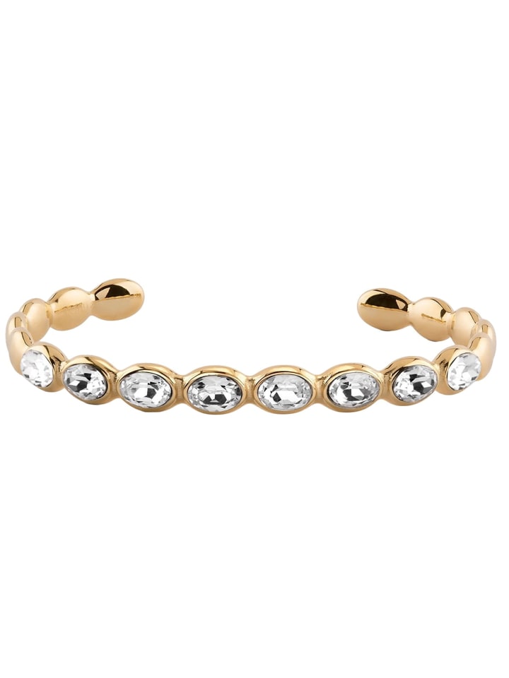 Damen-Armspange Multi Oval Crystals Goldfarben/Weiß L