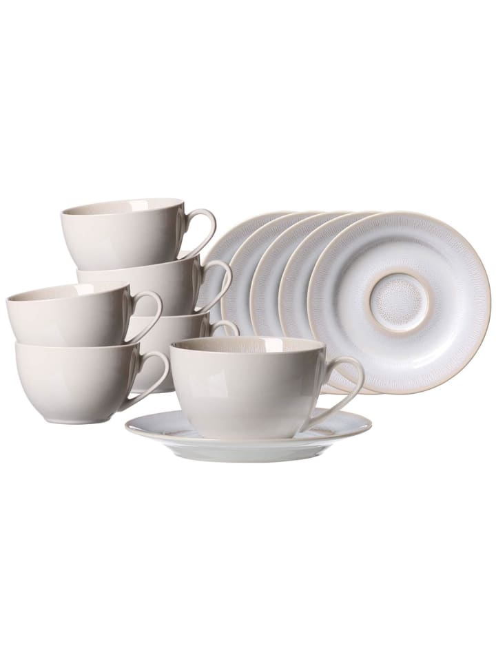 6er Set Kaffeetassen mit Untertassen Laredo in Beige 220 ml