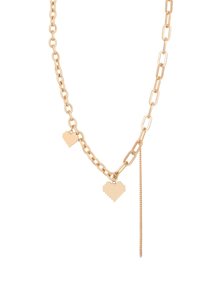 Women Chain Necklace With Heart Pendants in Rose Gold