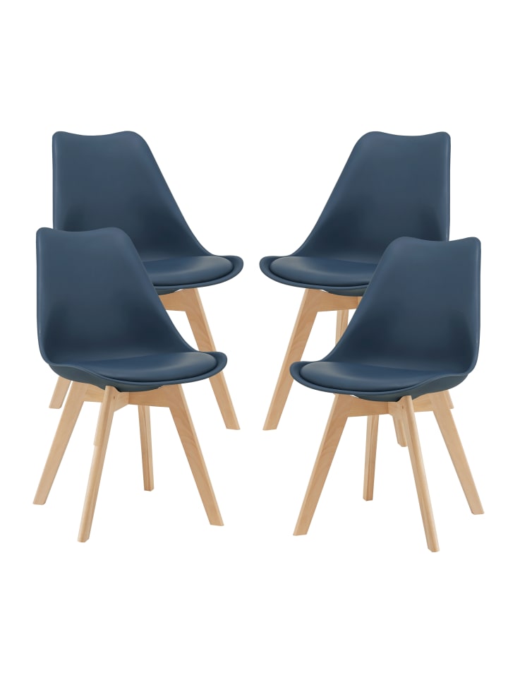 4er-Set Esszimmerstuhl Fläten in Blau (H)81cm (B)49cm (T)57cm