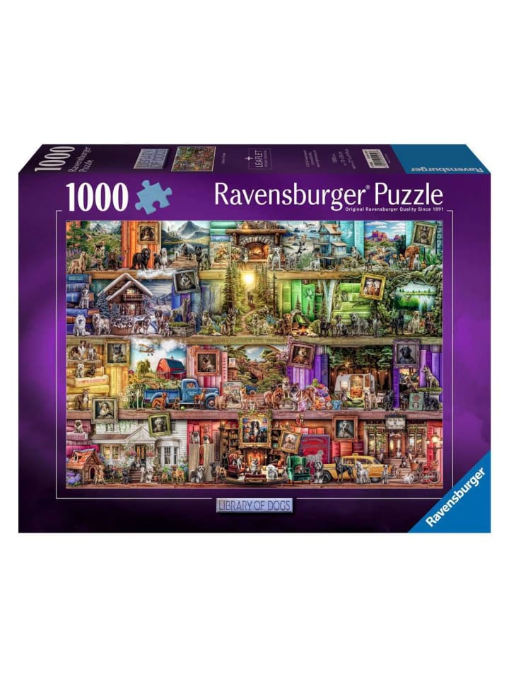 Ravensburger Puzzle 1.000 Teile Bibliothek der Hunde in bunt