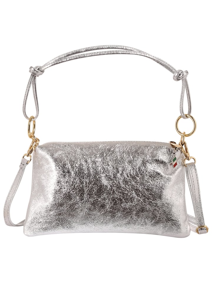 Florence Umhängetasche Leder silber ca. 28cm