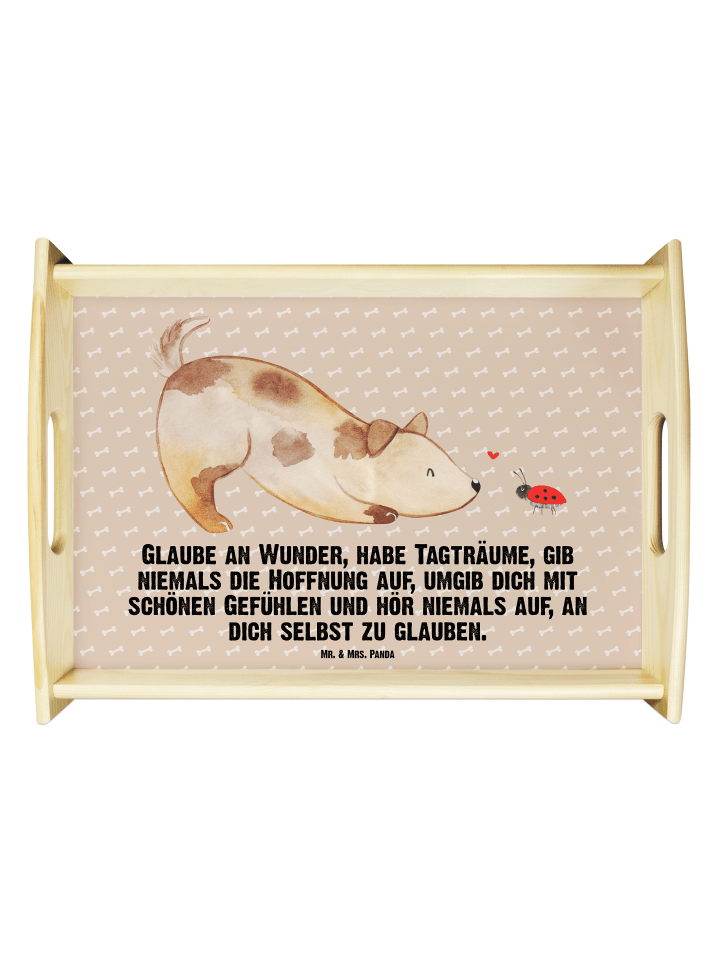 Serviertablett Hund Marienkäfer mit Spruch in Hundeglück
