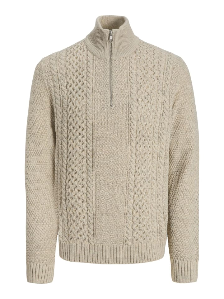 Sweatshirt mit halbem Reißverschluss in White Melange