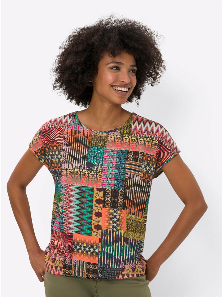 Druck-Shirt in terra-rot-bedruckt