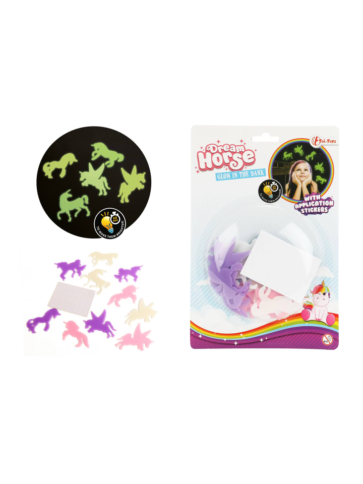 DREAM HORSE Glow in The Dark Shapes Einhorn-Aufkleber (12 Stück) in mehrfarbig