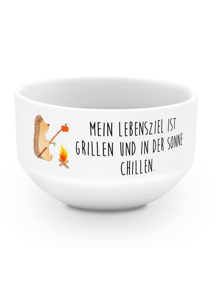 Obstschale Igel Grillen mit Spruch in Weiß