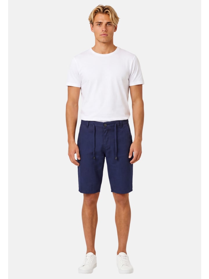 A. Salvarini Herren Leinen Shorts kurze Hose AS-408 in Dunkelblau