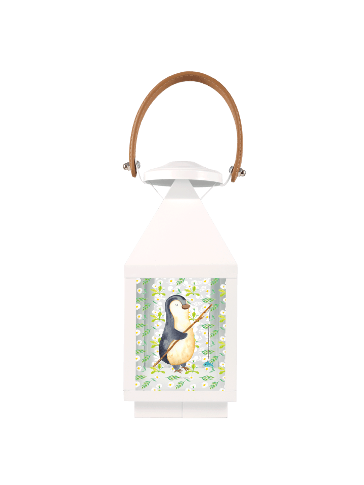 Tischlaterne Pinguin Angler ohne Spruch in Transparent