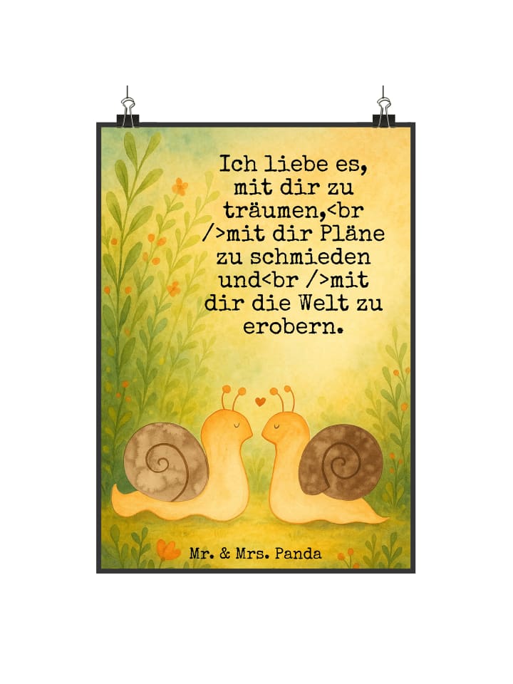 Poster Schnecken Liebe Design mit Spruch in Weiß
