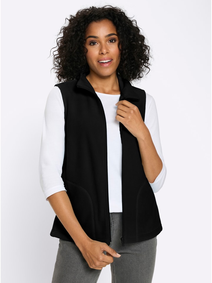 Fleece-Weste in schwarz