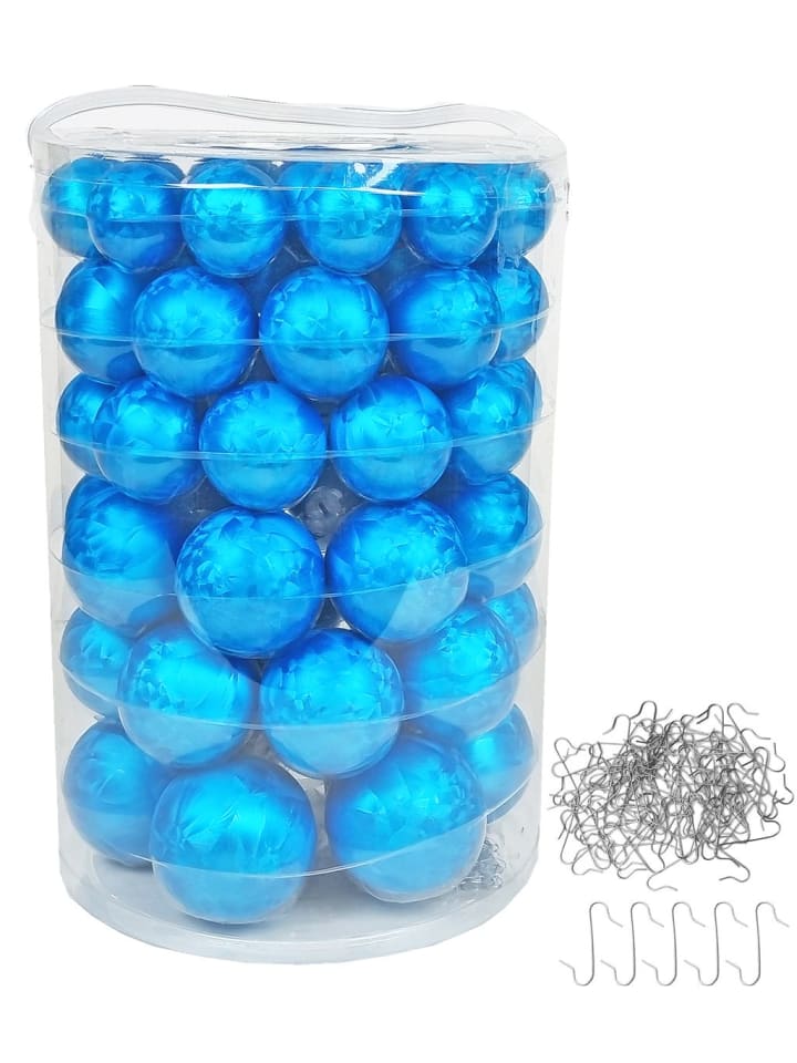 60x Eislack Christbaumkugeln Glas Kugeln versch. Größen in Blau