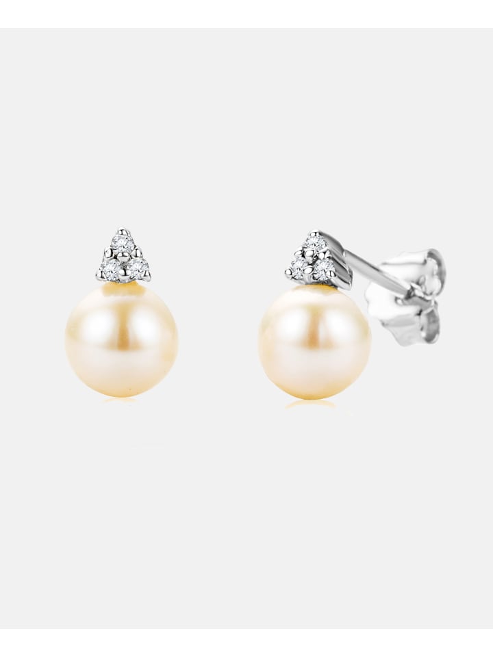 Ohrstecker aus 375 Weißgold mit Diamant mit Perle