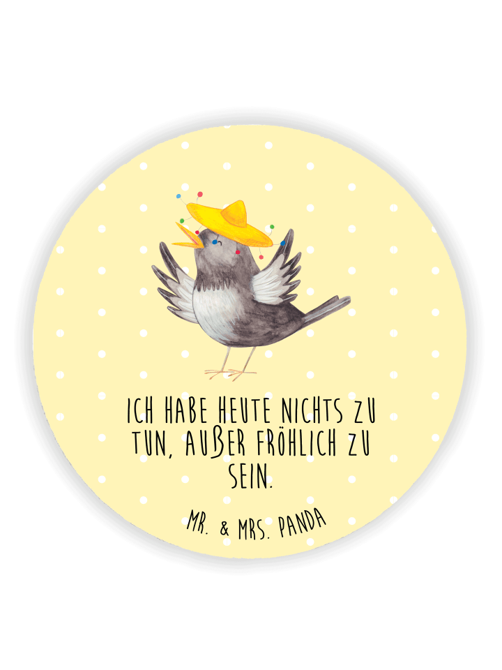 Magnet Rabe Sombrero mit Spruch in Gelb Pastell