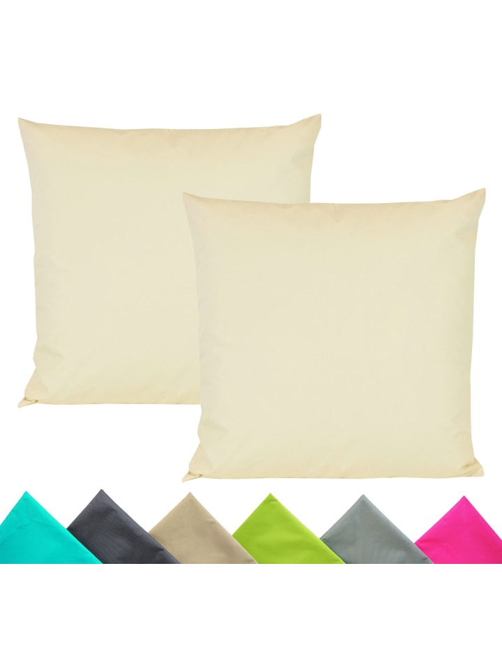 2er Set Outdoor Kissenhülle 40x40cm Uni in Beige