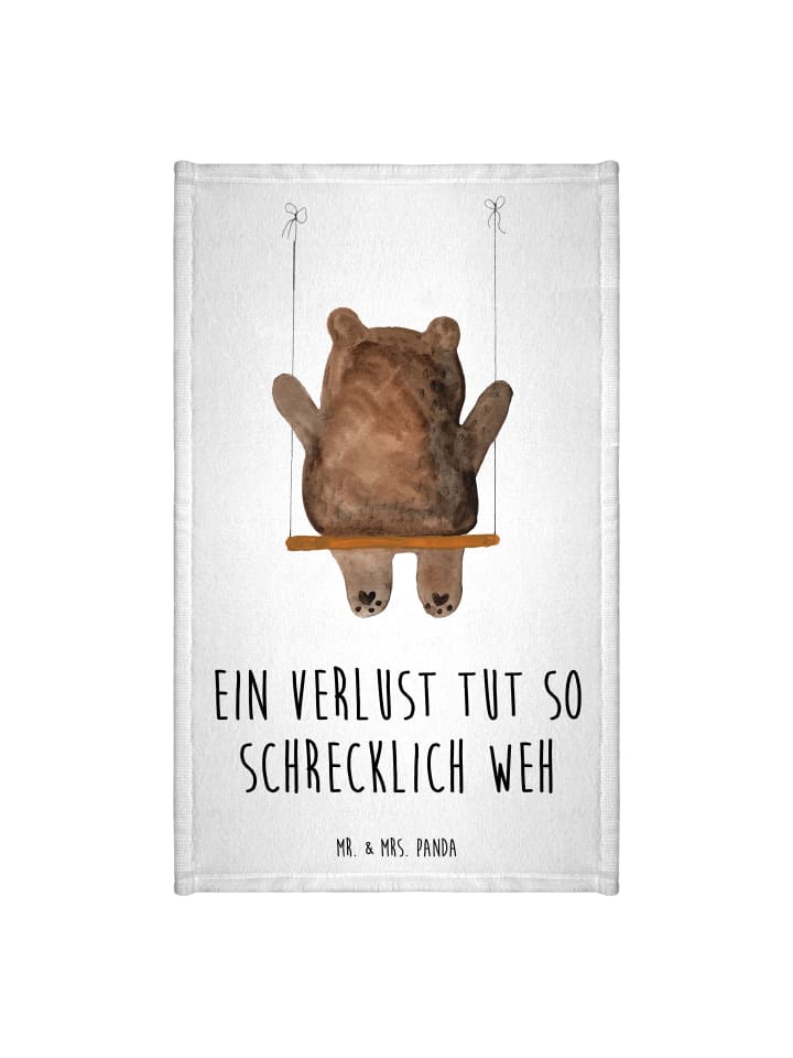 Handtuch Bär Schaukel mit Spruch in Weiß