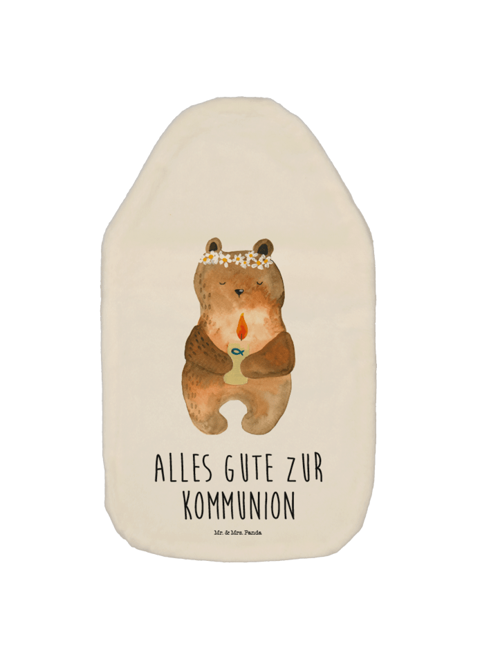 Wärmflasche Bär Kommunion mit Spruch in Weiß