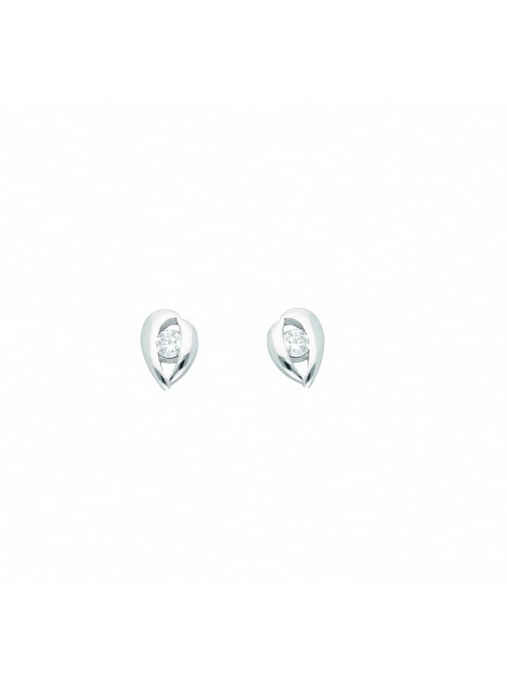 Damen 333 Weißgold Ohrringe / Ohrstecker mit Zirkonia in silber