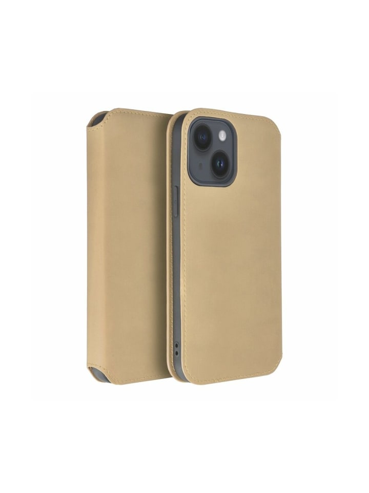 Dual Pocket Holster Buch Tasche kompatibel mit Samsung Galaxy S24+ Gold in Gold