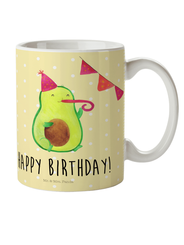 Kinderpott Avocado Geburtstag mit Spruch in Gelb Pastell