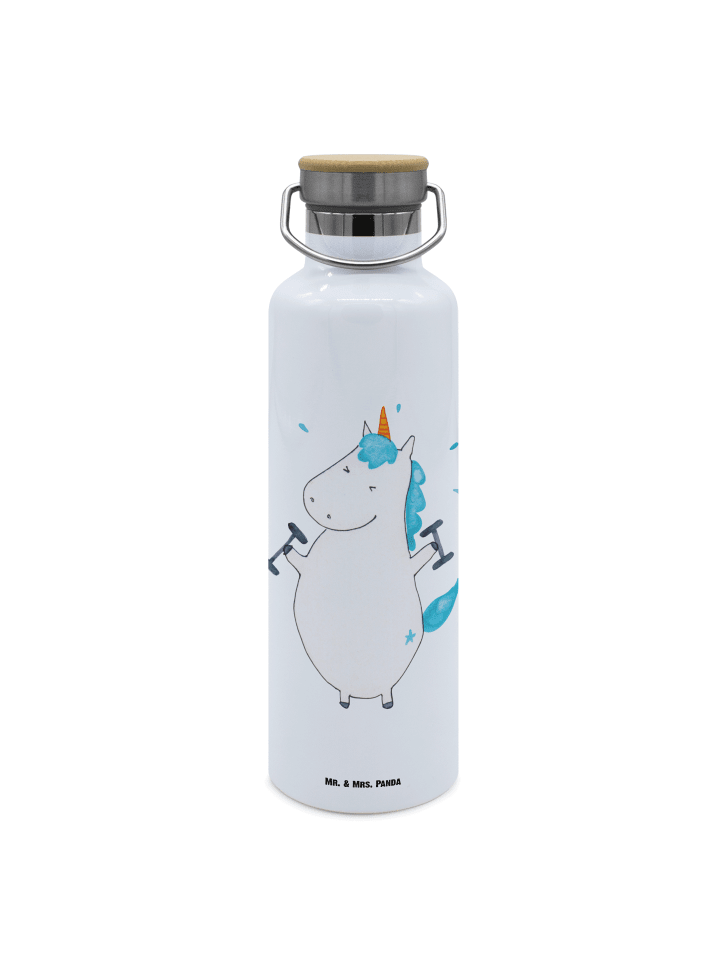Wasserflasche Einhorn Fitness ohne Spruch in Weiß