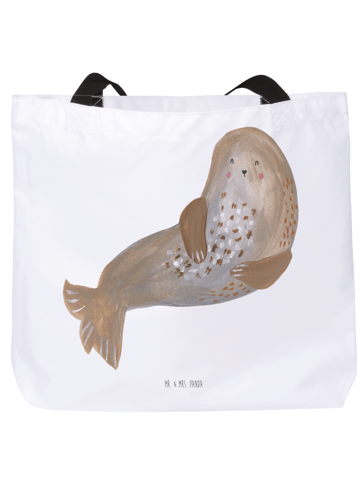 Strandtasche Robbe Lachen ohne Spruch in Weiß