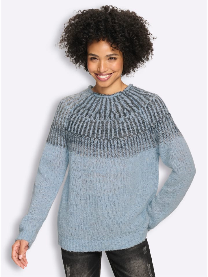 Pullover in bleu-meliert