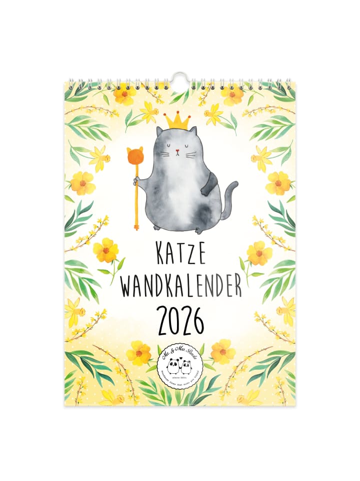 Wandkalender 2026 Katze Collection mit Spruch in Weiß