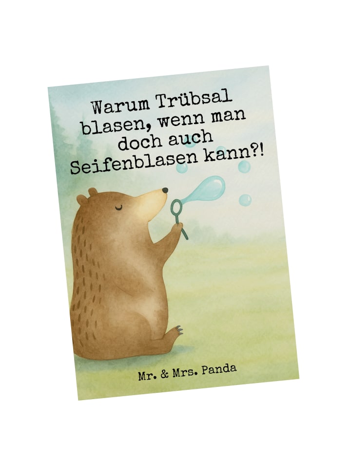 Postkarte Bär Seifenblasen Design mit Spruch in Weiß