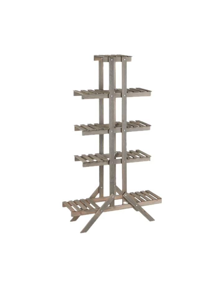 Blumentreppe in Grau - (B)83x (H)142 x (T)25 cm