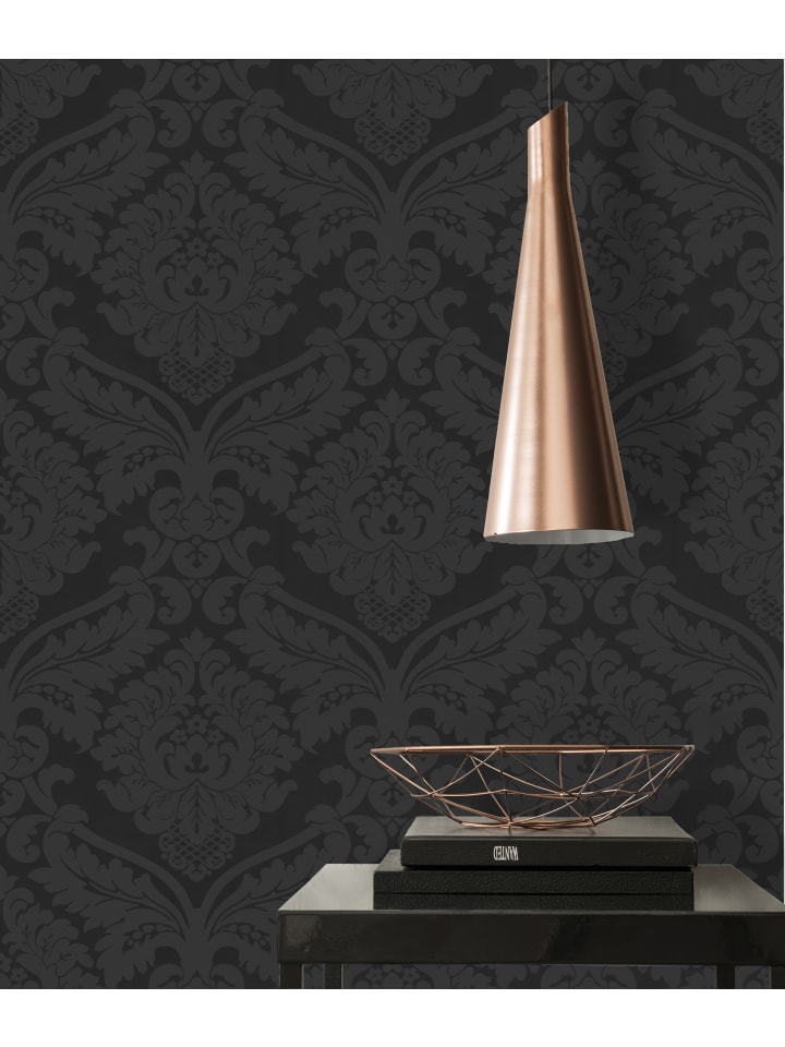 Tapete Royal Baroque in Schwarz