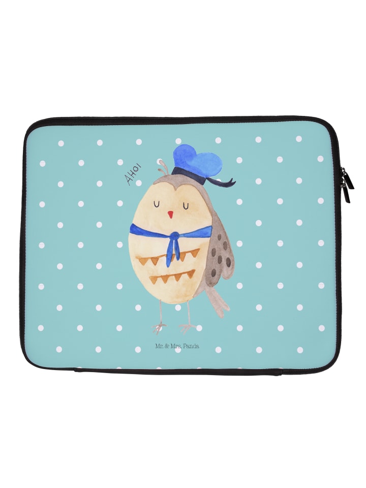 Laptop Tasche Eule Matrose ohne Spruch in Türkis Pastell