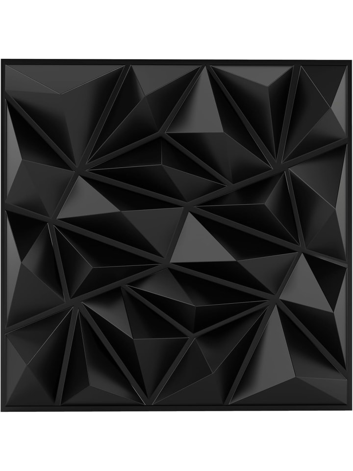 40 Stück 3D Wandpaneele Diamant 50x50cm in Schwarz