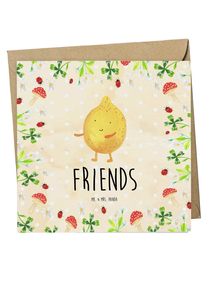Klappkarte Beste Freunde Zitrone mit Spruch in Naturpapier
