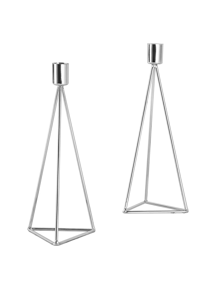 2 er-Set Teelicht-/ Kerzenhalter Modern Big in Silber