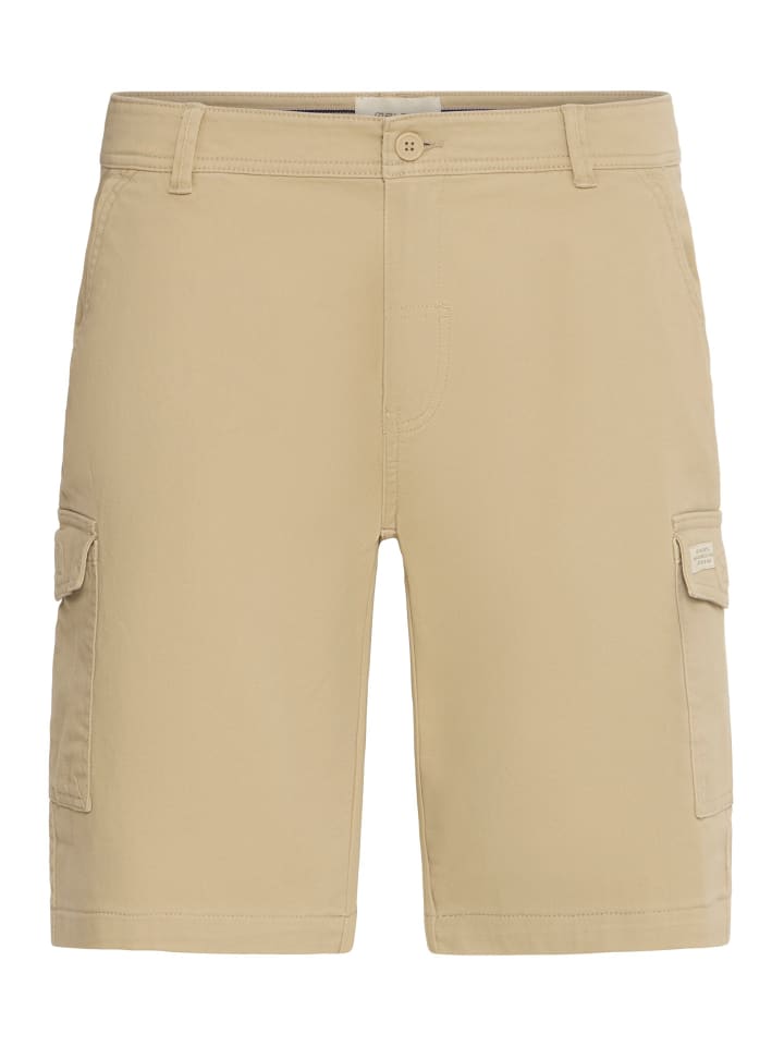 Cargo Shorts Verdeckter Zip-Fly Normaler Leibhöhe in Beige