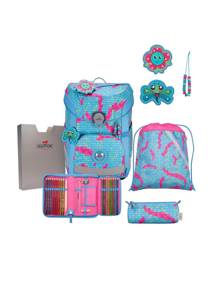 DerDieDas ErgoFlex Easy Schulranzenset 5 teilig Happy Pixel