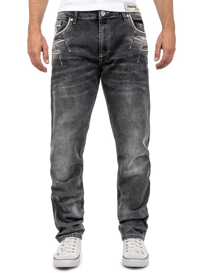 Herren Straight Fit Jeans Stonewashed in Black