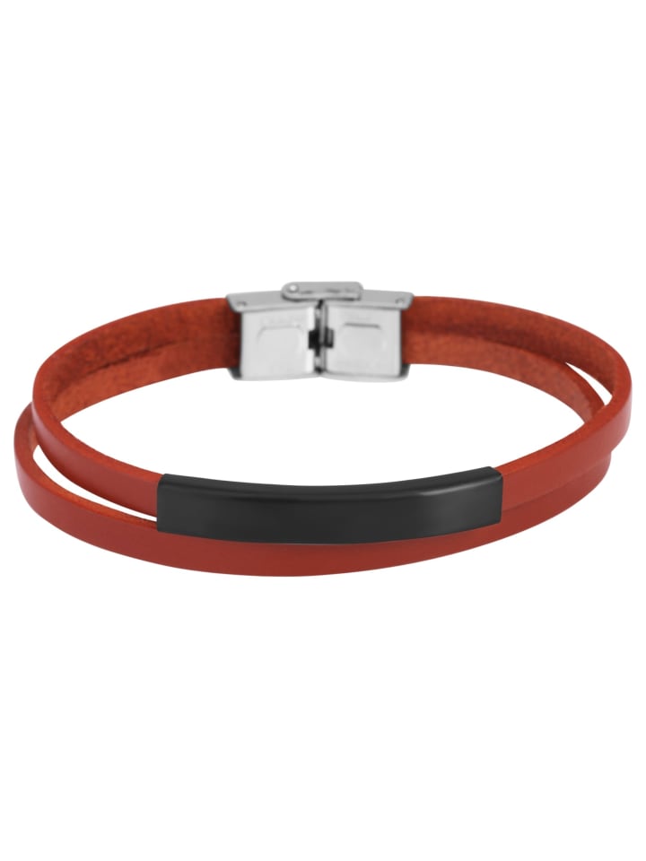 Damen Armband aus Leder 21 cm in schwarz