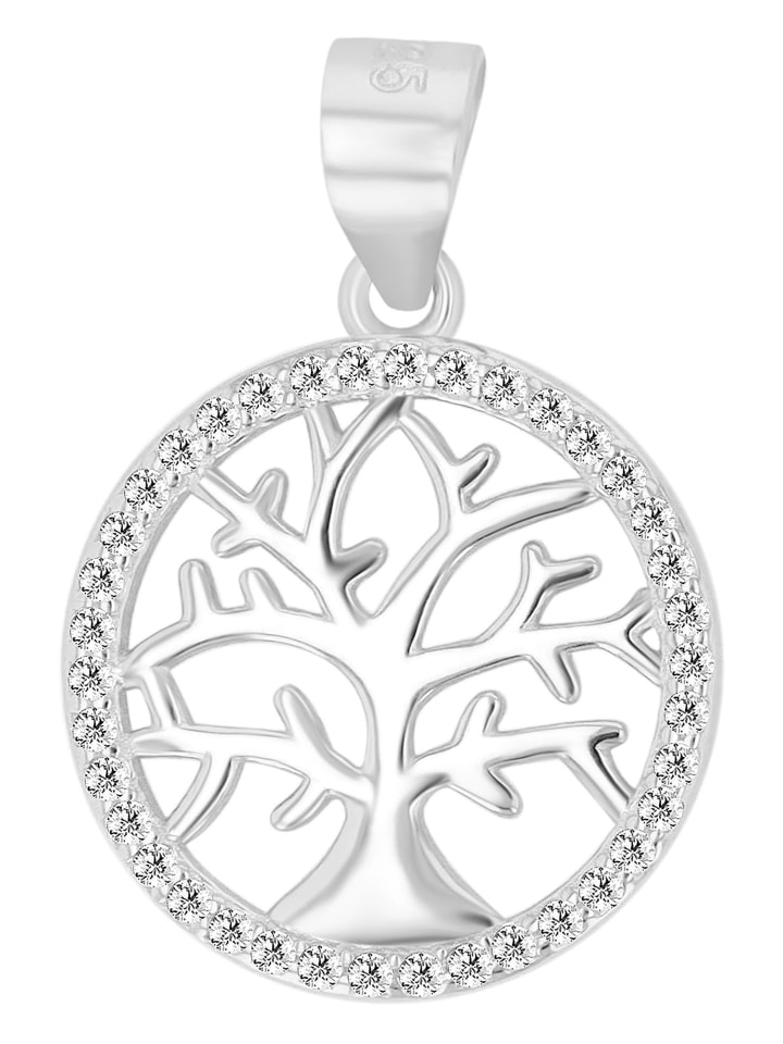 Damen Anhänger – Lebensbaumanhänger aus 925 Silber mit Zirkonia in silber