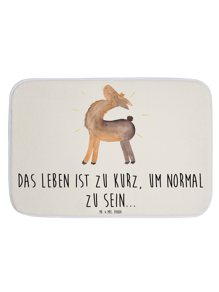 Badteppich Lama Stolz mit Spruch in Weiß
