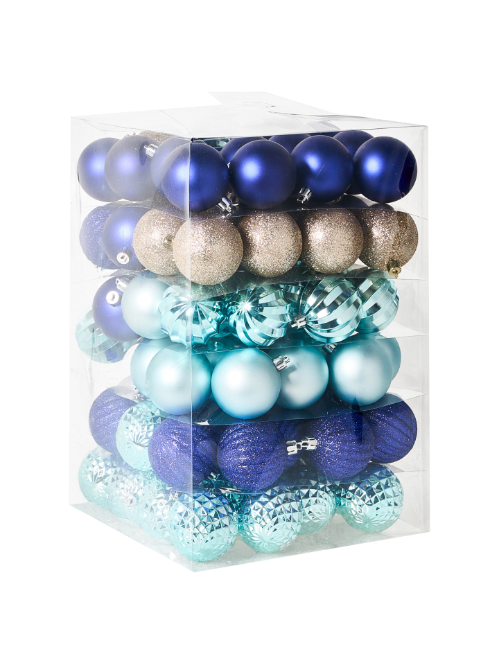 Weihnachtsbaumkugeln PIELINEN in Blau/Silber