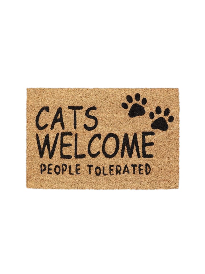 Fußmatte "Cats Welcome" in Natur/ Schwarz - 40 x 60 cm