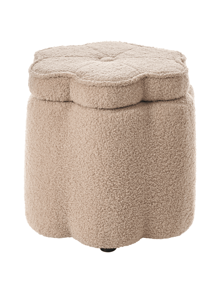 Kinderhocker FLOWER in Beige/Schwarz - (W) 40 x (H) 38 x (L) 40 cm