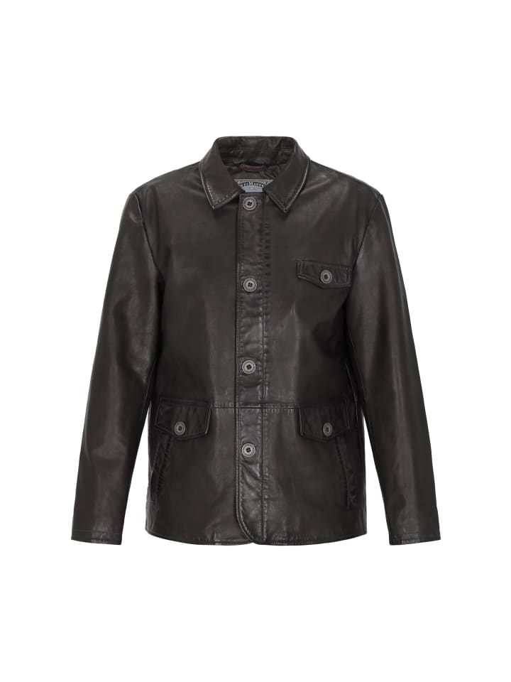 Men Leather Jacket in dark brown