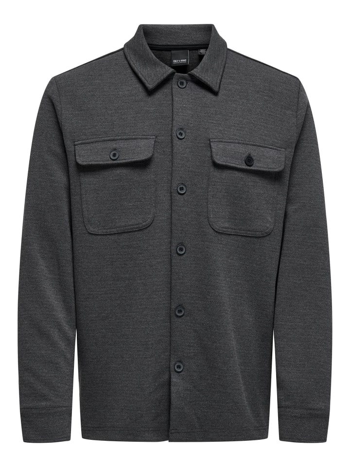 Hemd in Dark Grey Melange 1